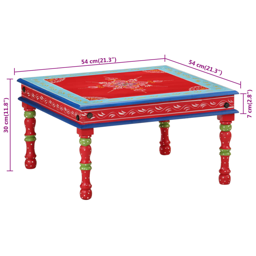 Table basse rouge bois de manguier massif peint à la main - XIOS