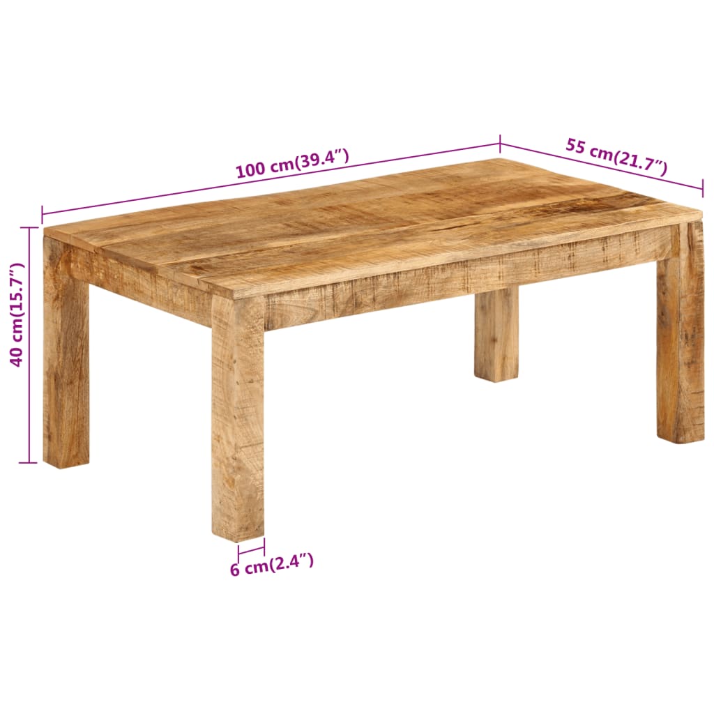 Table basse 100x55x40 cm bois de manguier massif - XIOS