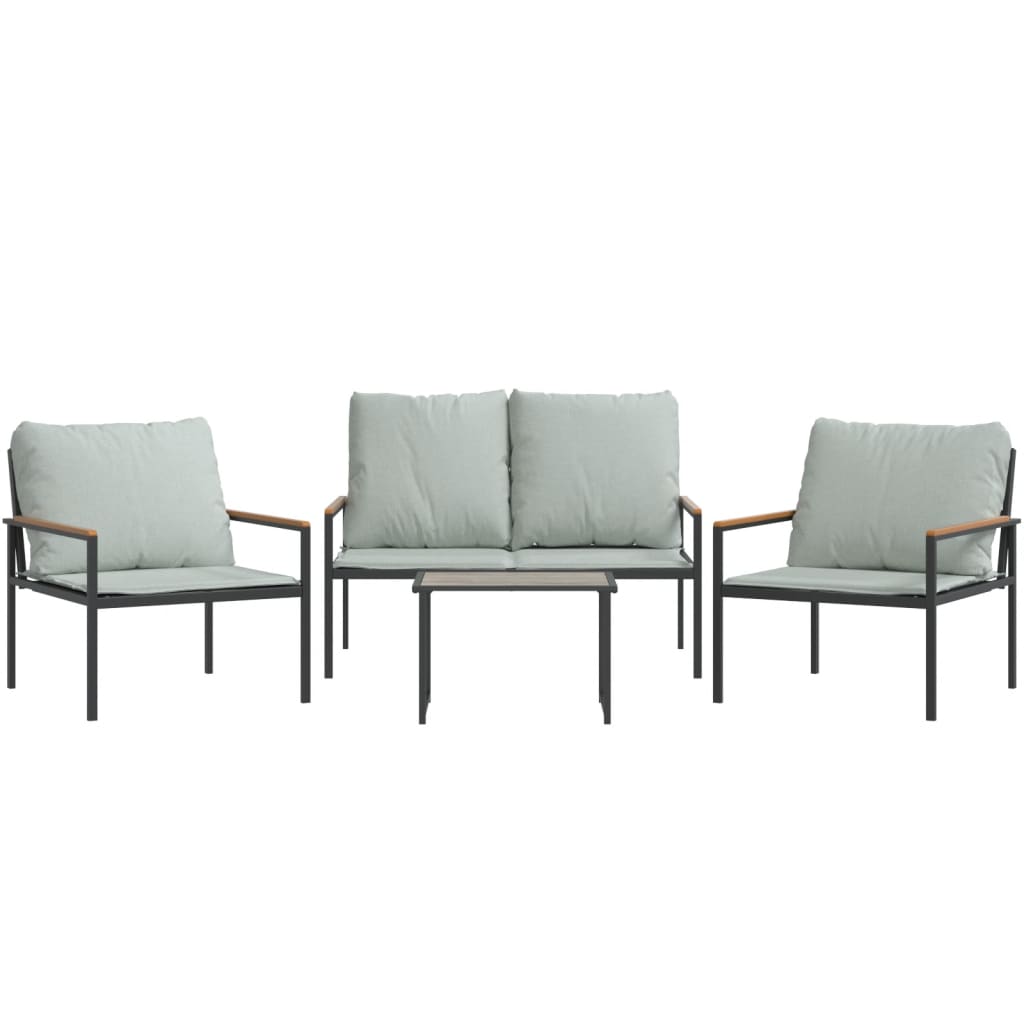 Salon de jardin avec coussins 4 pcs anthracite acier