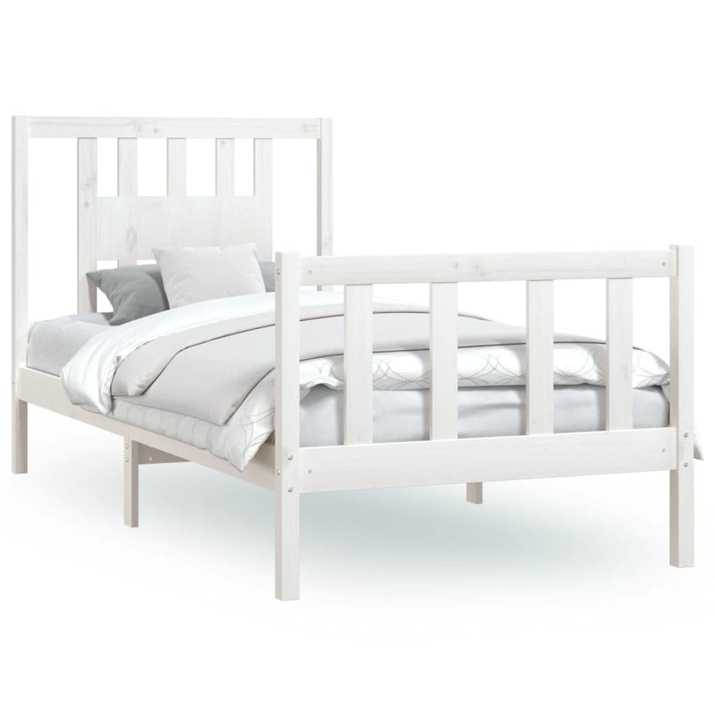 Cadre de lit sans matelas blanc bois de pin massif 90x200 cm - XIOS