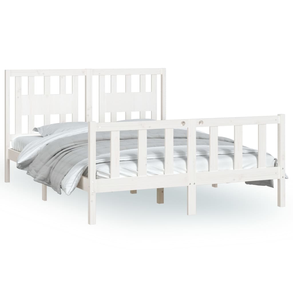 Cadre de lit sans matelas blanc bois de pin massif 120x200 cm - XIOS