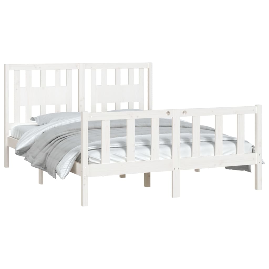 Cadre de lit sans matelas blanc bois de pin massif 120x200 cm - XIOS