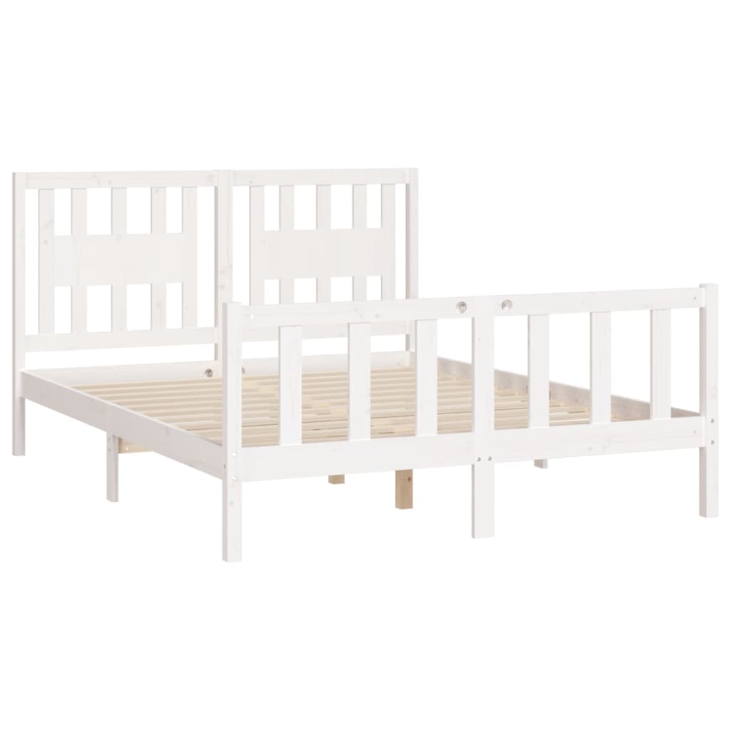 Cadre de lit sans matelas blanc bois de pin massif 120x200 cm - XIOS