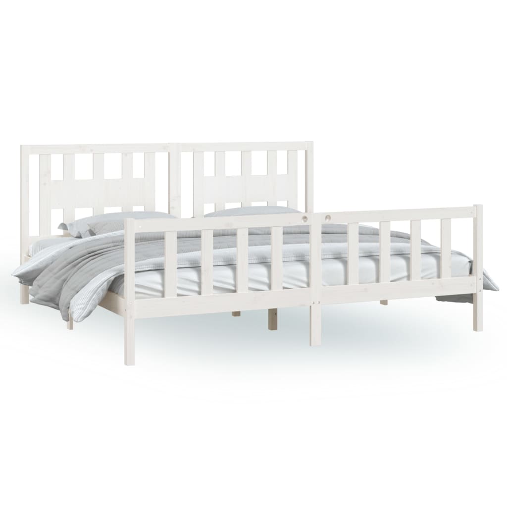 Cadre de lit sans matelas blanc bois massif de pin 200x200 cm - XIOS