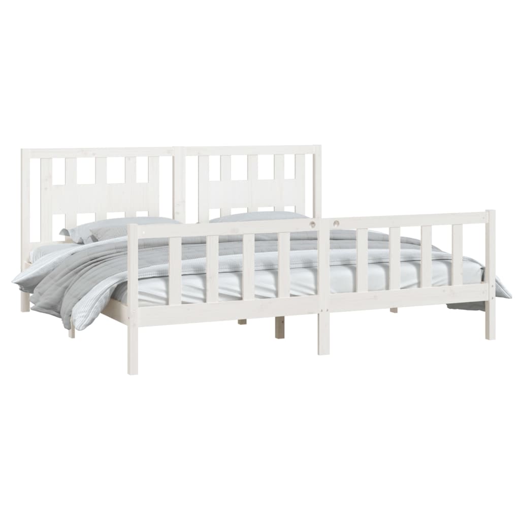 Cadre de lit sans matelas blanc bois massif de pin 200x200 cm - XIOS