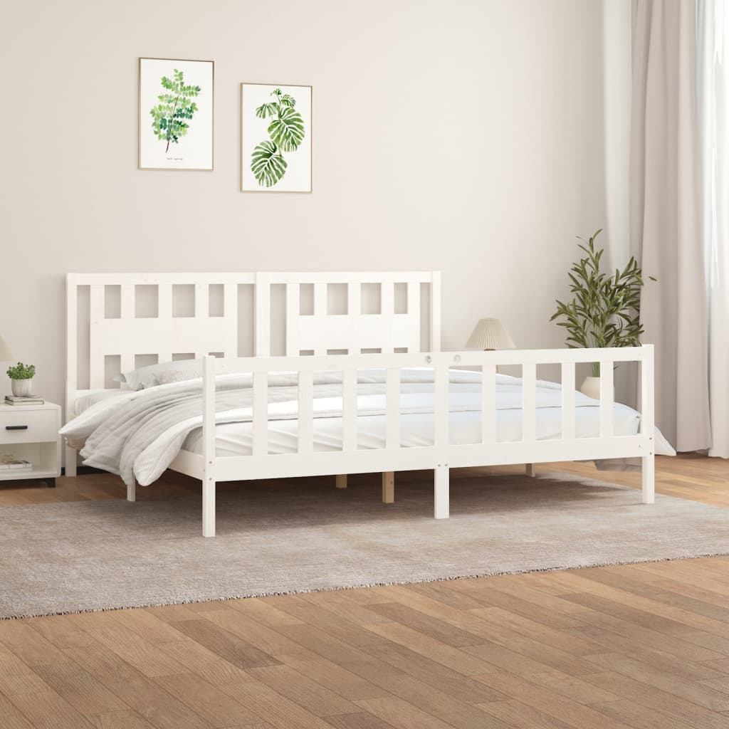 Cadre de lit sans matelas blanc bois massif de pin 200x200 cm - XIOS