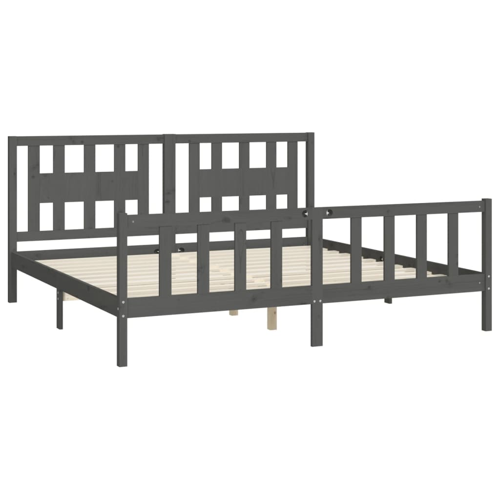 Cadre de lit sans matelas bois massif de pin gris 200x200 cm - XIOS