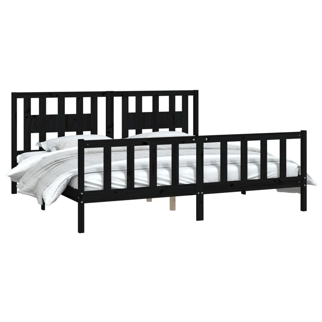 Cadre de lit sans matelas noir bois massif de pin 200x200 cm - XIOS