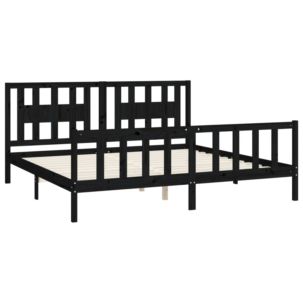 Cadre de lit sans matelas noir bois massif de pin 200x200 cm - XIOS