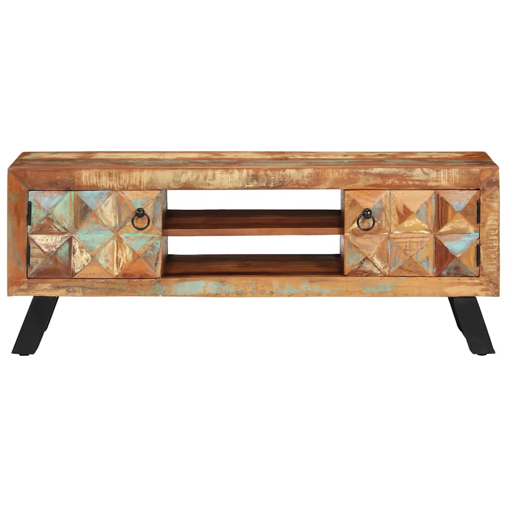 Meuble TV 112x30x45 cm bois massif de récupération