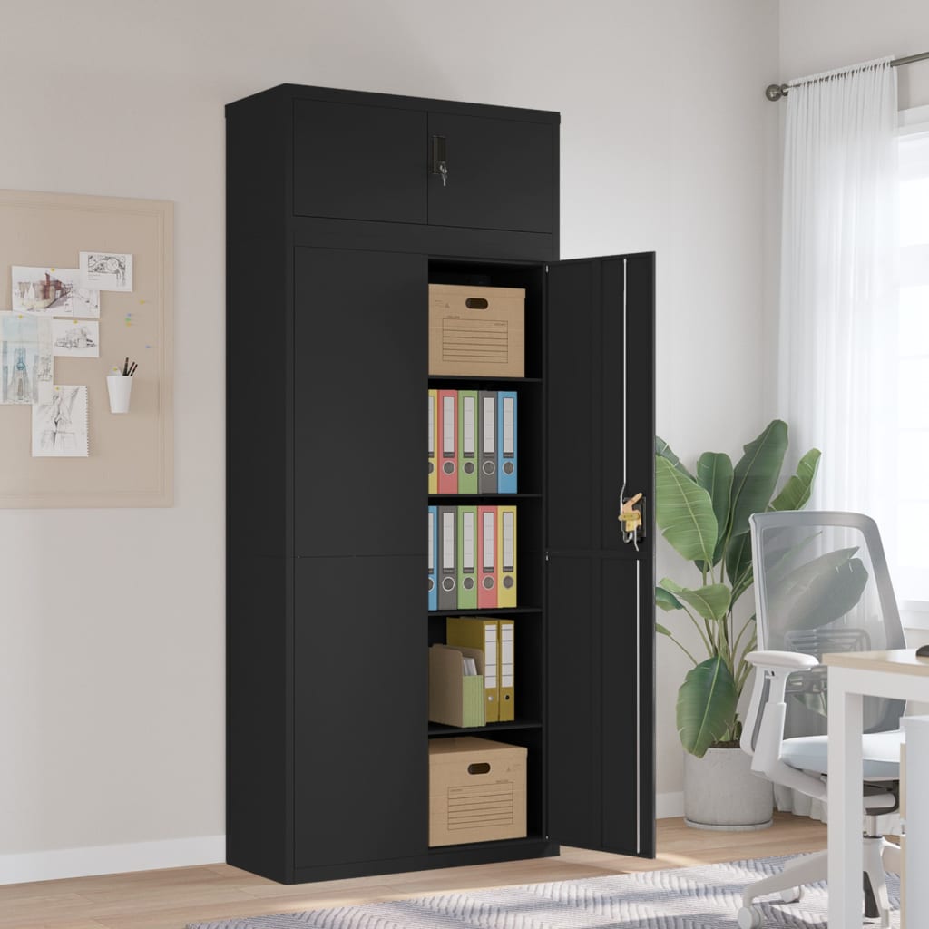 Classeur noir 90x40x220 cm acier - XIOS