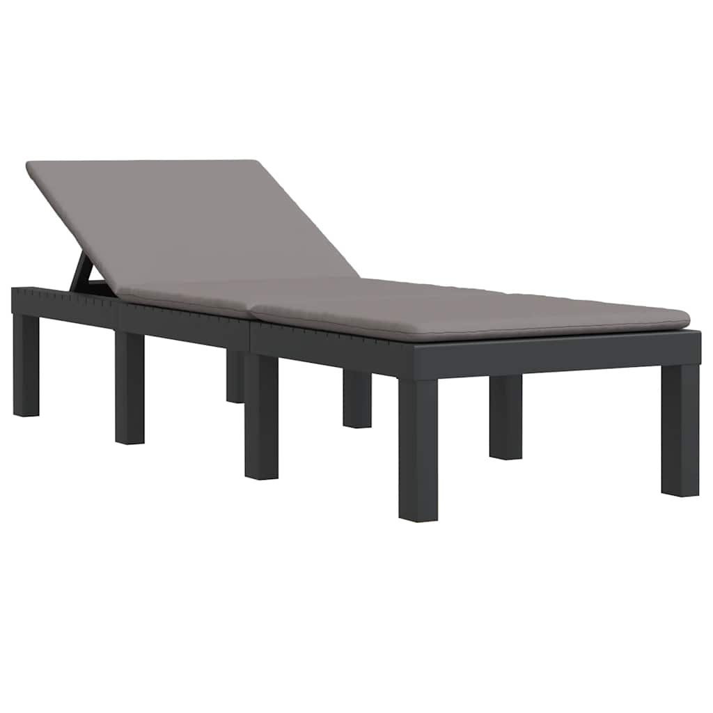 Chaise longue avec coussins anthracite PP - XIOS