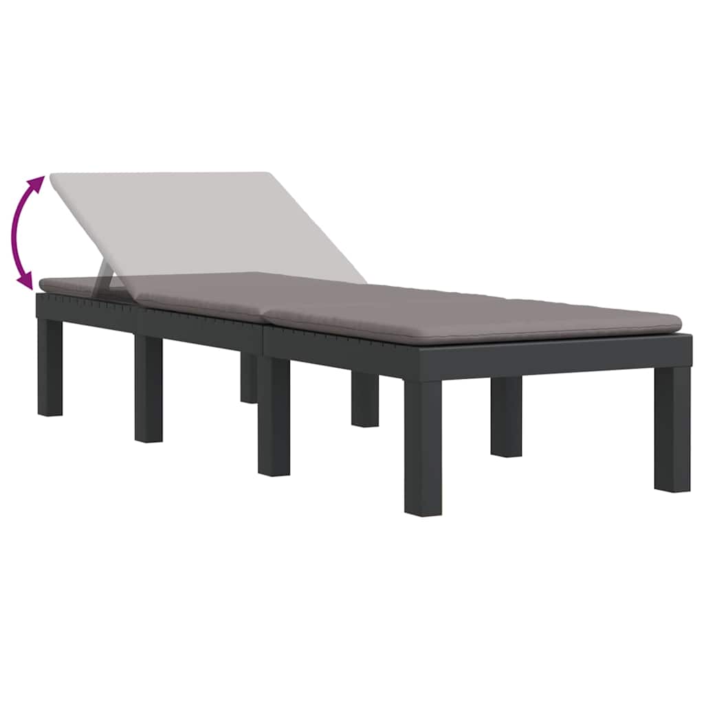 Chaise longue avec coussins anthracite PP - XIOS