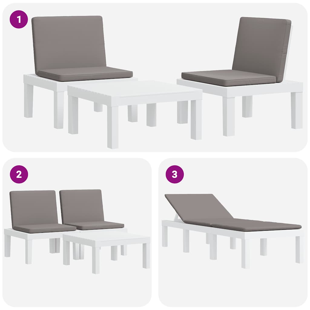 Chaise longue avec coussins blanc PP - XIOS