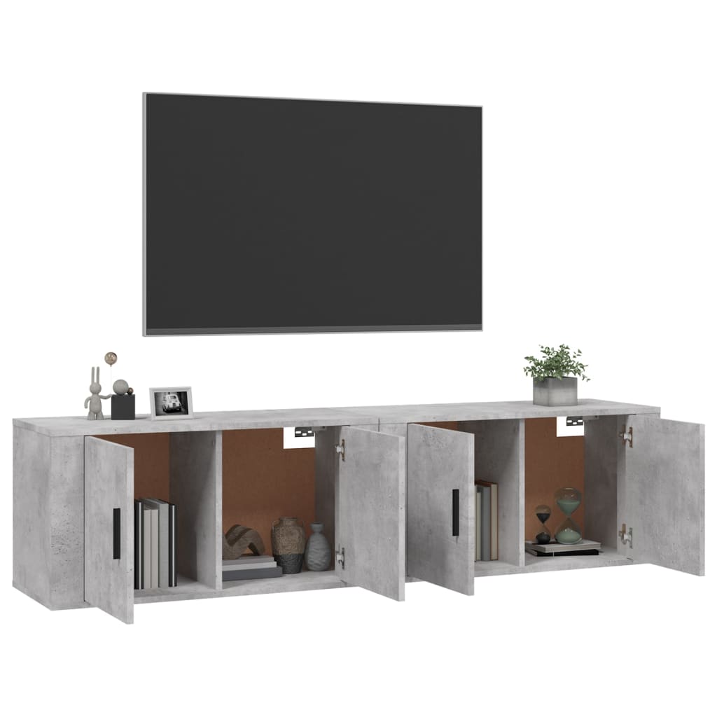Meubles TV muraux 2 pcs gris béton 80x34,5x40 cm - XIOS