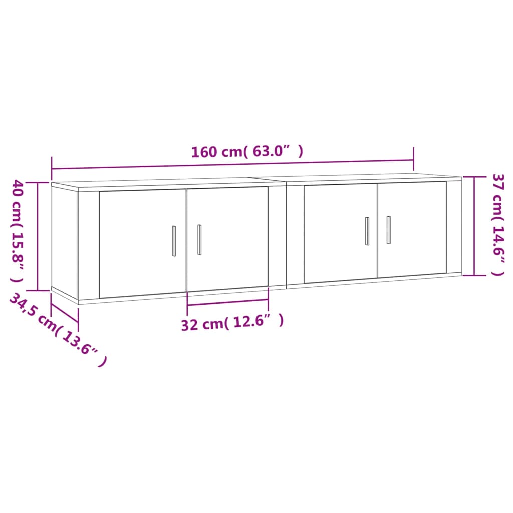 Meubles TV muraux 2 pcs sonoma gris 80x34,5x40 cm - XIOS