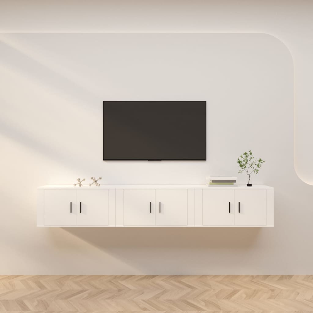 Meubles TV muraux 3 pcs blanc 80x34,5x40 cm - XIOS