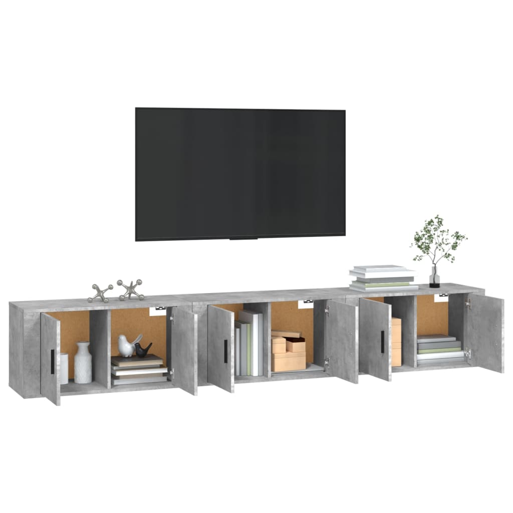 Meubles TV muraux 3 pcs gris béton 80x34,5x40 cm - XIOS