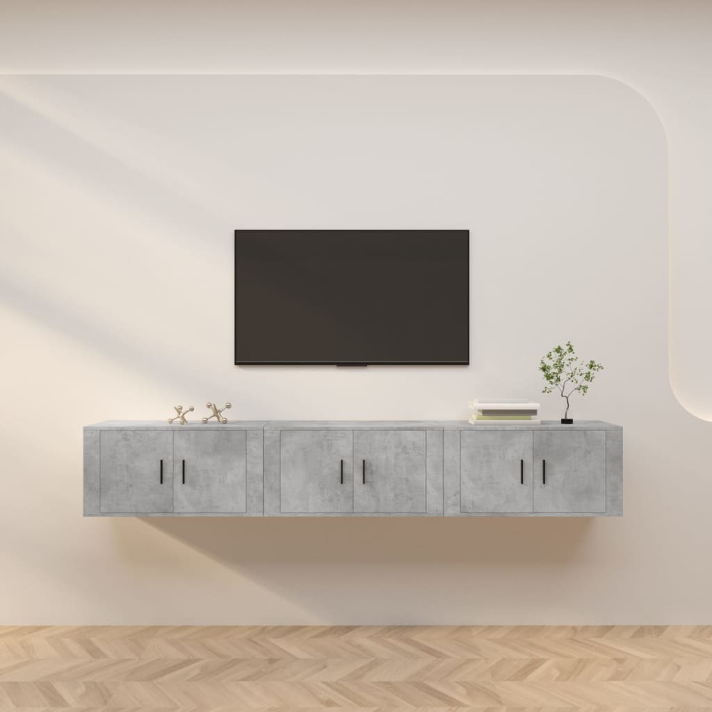 Meubles TV muraux 3 pcs gris béton 80x34,5x40 cm - XIOS