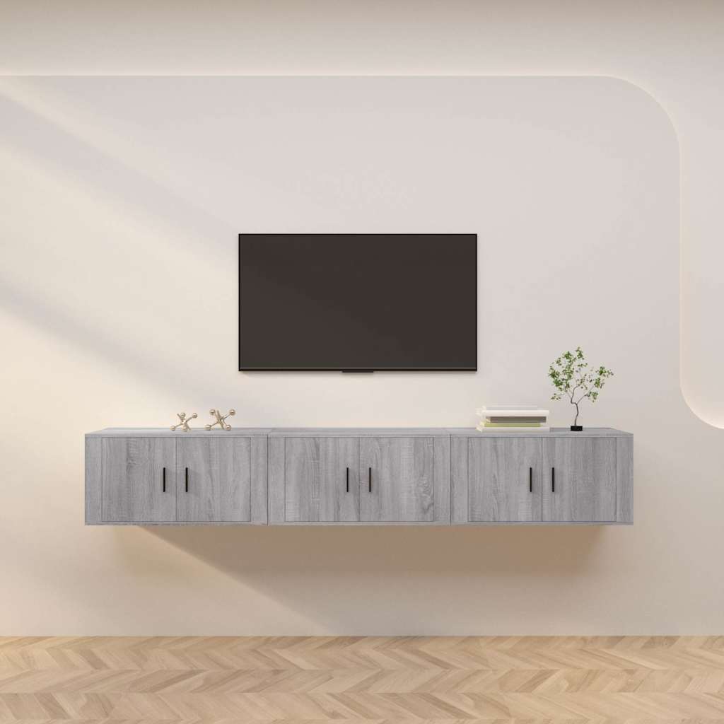 Meubles TV muraux 3 pcs sonoma gris 80x34,5x40 cm - XIOS