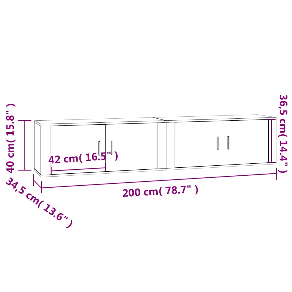 Meubles TV muraux 2 pcs blanc 100x34,5x40 cm - XIOS