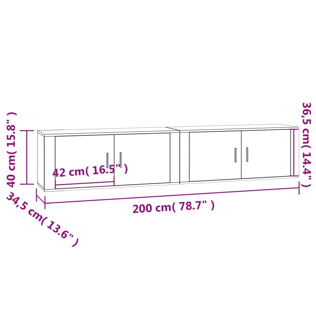 Meubles TV muraux 2 pcs gris béton 100x34,5x40 cm - XIOS