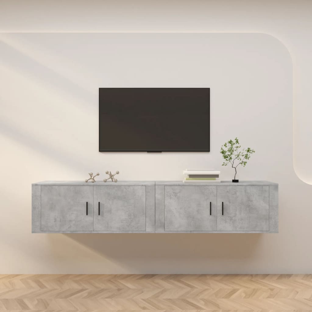 Meubles TV muraux 2 pcs gris béton 100x34,5x40 cm - XIOS