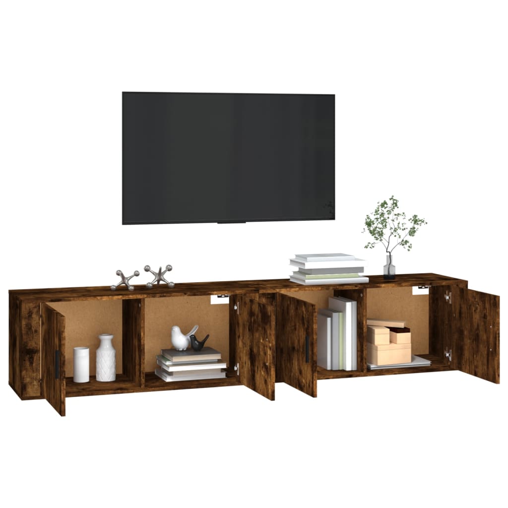 Meubles TV muraux 2 pcs chêne fumé 100x34,5x40 cm - XIOS