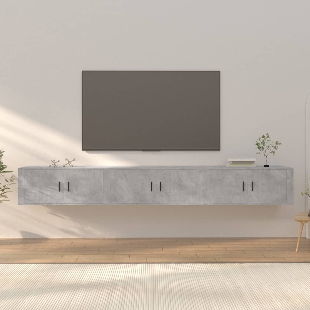 Meubles TV muraux 3 pcs gris béton 100x34,5x40 cm - XIOS