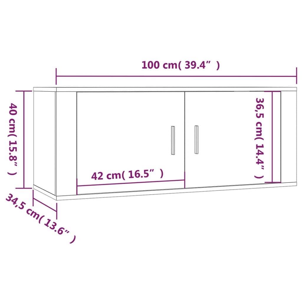 Meubles TV muraux 3 pcs chêne fumé 100x34,5x40 cm - XIOS