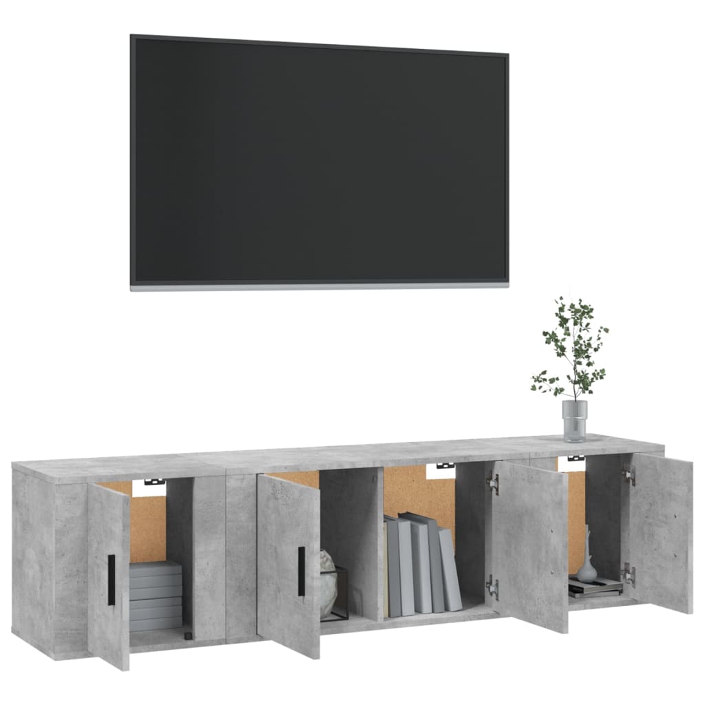 Ensemble de meubles TV 3 pcs Gris béton Bois d'ingénierie - XIOS