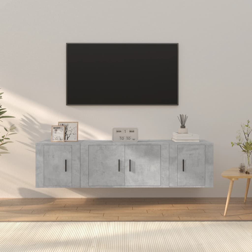 Ensemble de meubles TV 3 pcs Gris béton Bois d'ingénierie - XIOS