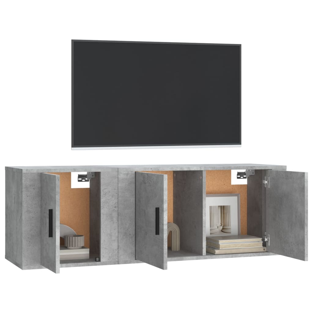 Ensemble de meubles TV 2 pcs gris béton bois d'ingénierie - XIOS