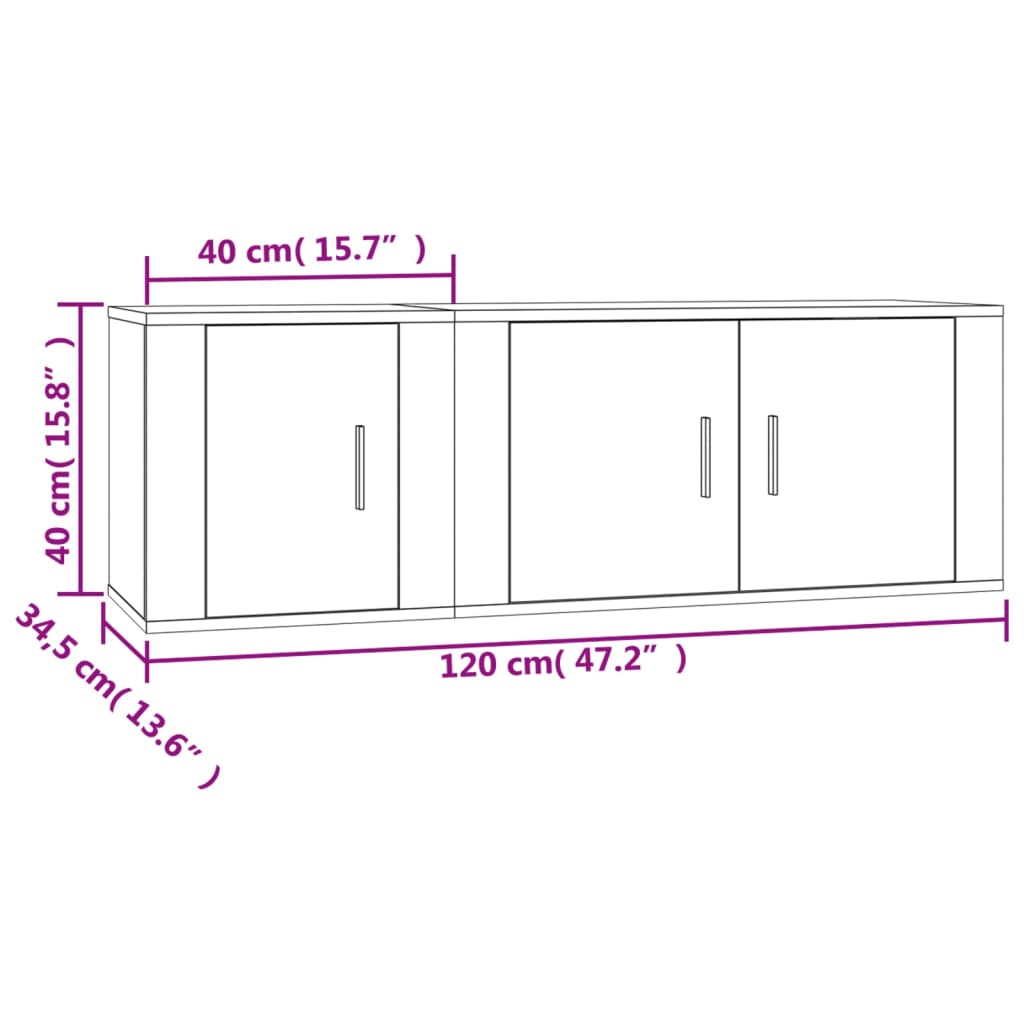 Ensemble de meubles TV 2 pcs Sonoma gris Bois d'ingénierie - XIOS