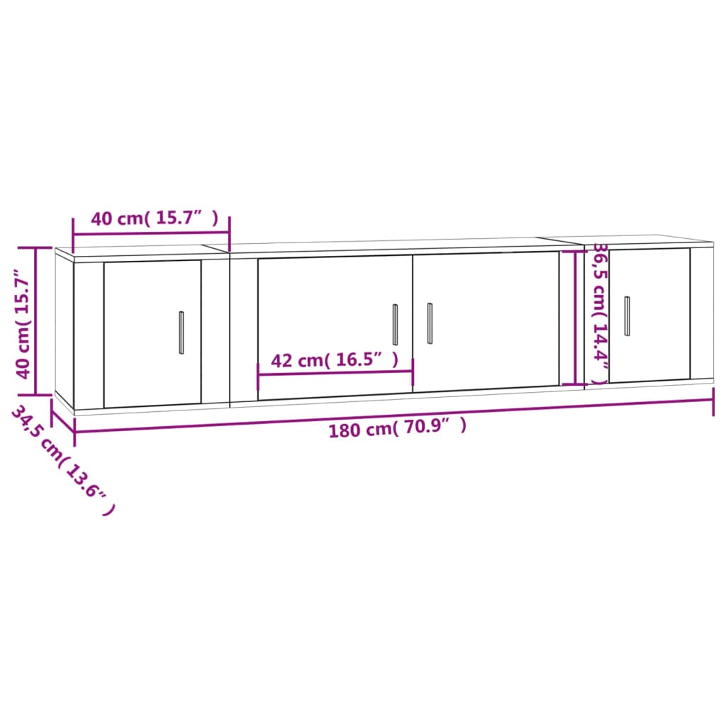 Ensemble de meubles TV 3 pcs Blanc Bois d'ingénierie - XIOS