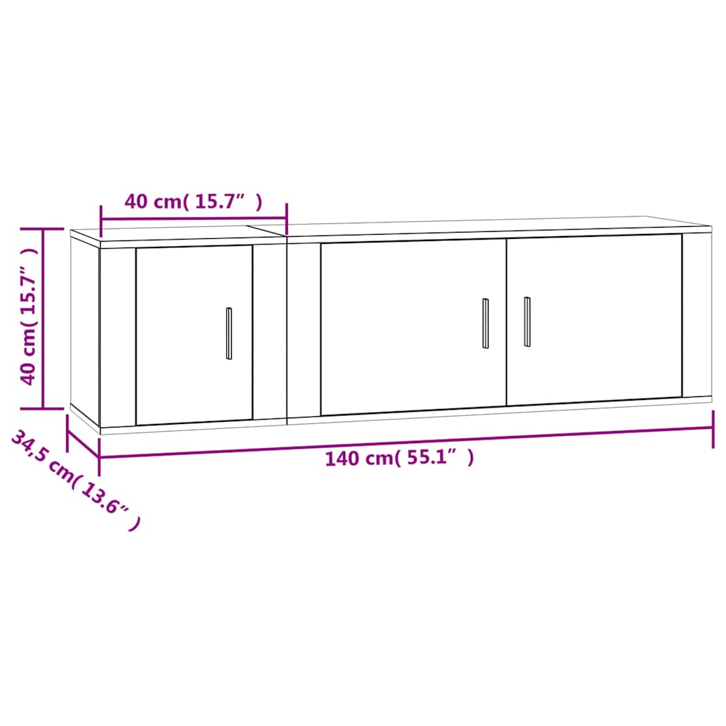Ensemble de meubles TV 2 pcs gris béton bois d'ingénierie - XIOS