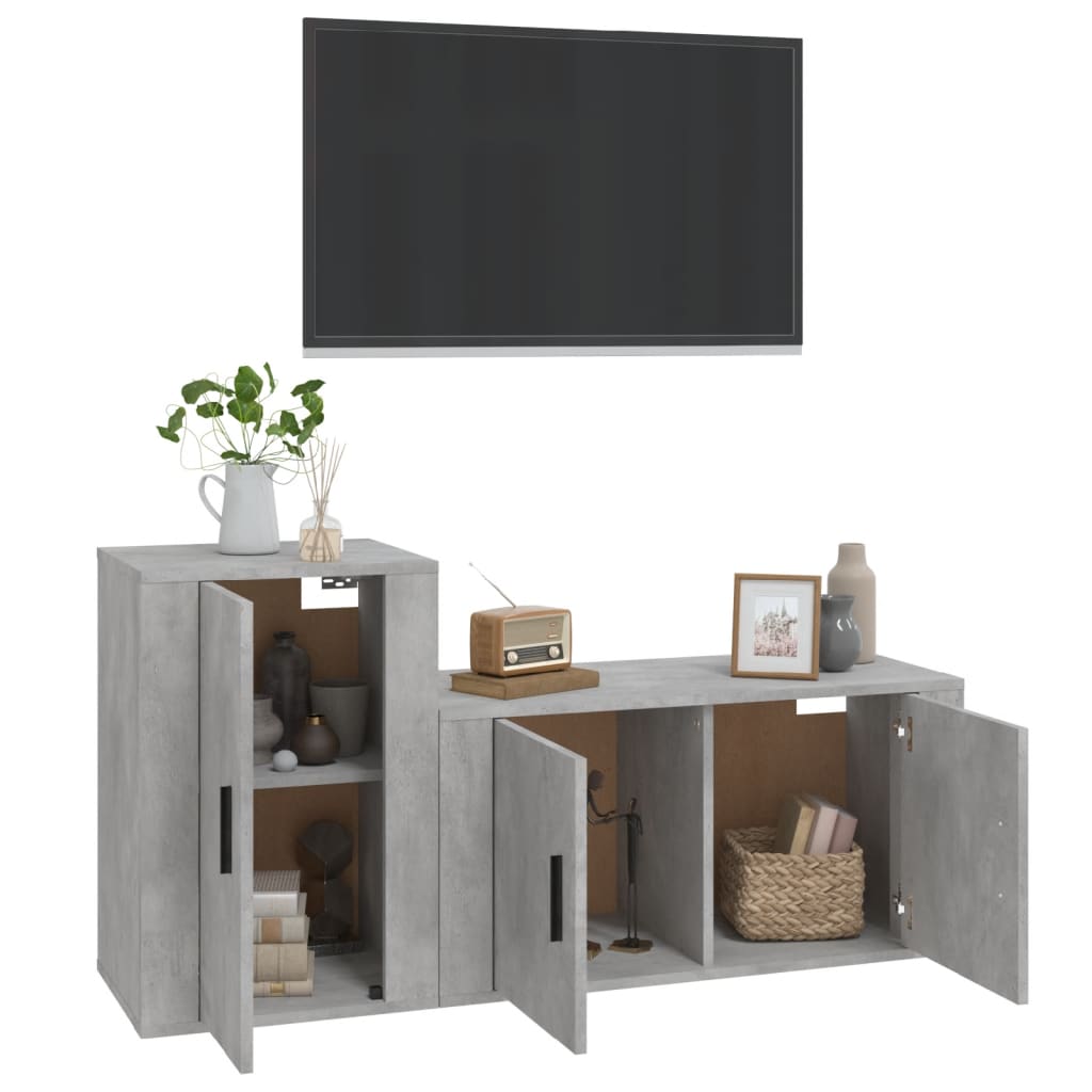 Ensemble de meubles TV 2 pcs gris béton bois d'ingénierie - XIOS