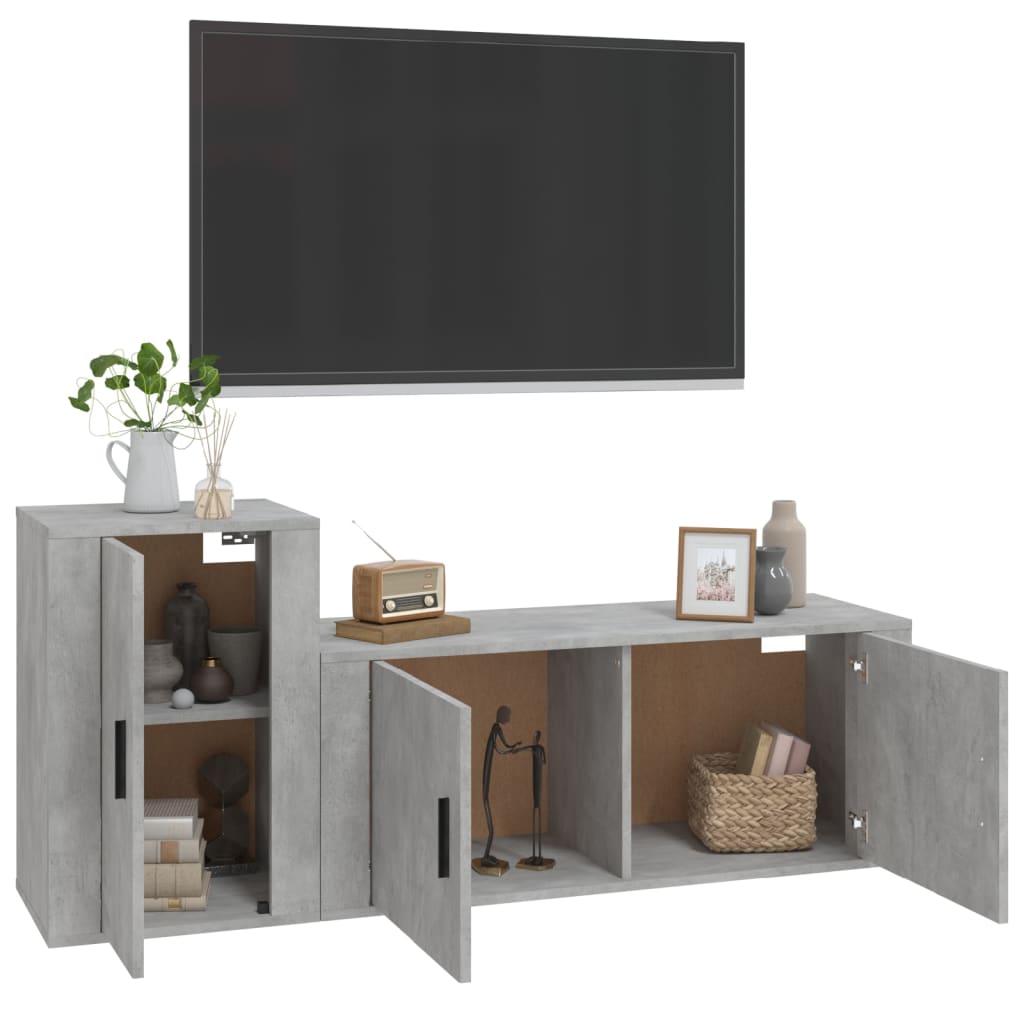 Ensemble de meubles TV 2 pcs gris béton bois d'ingénierie - XIOS