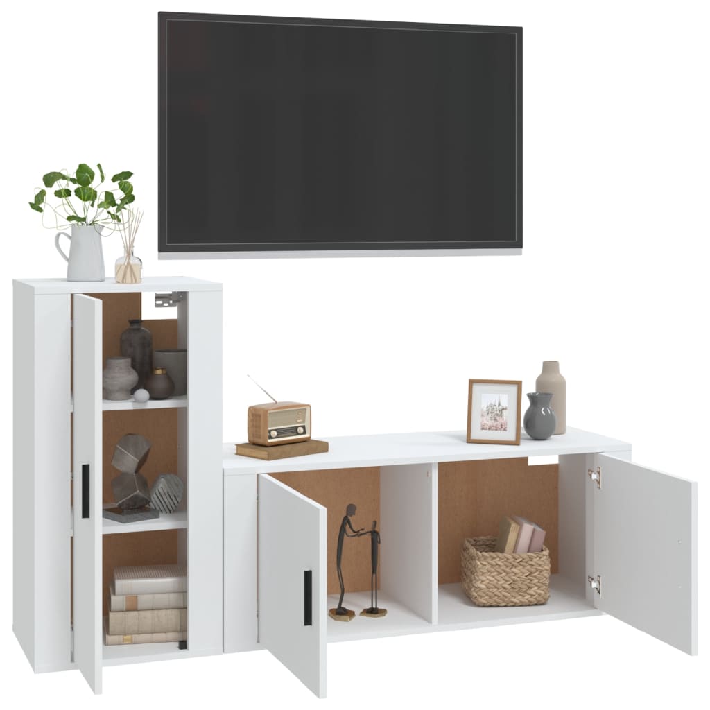 Ensemble de meubles TV 2 pcs Blanc Bois d'ingénierie - XIOS