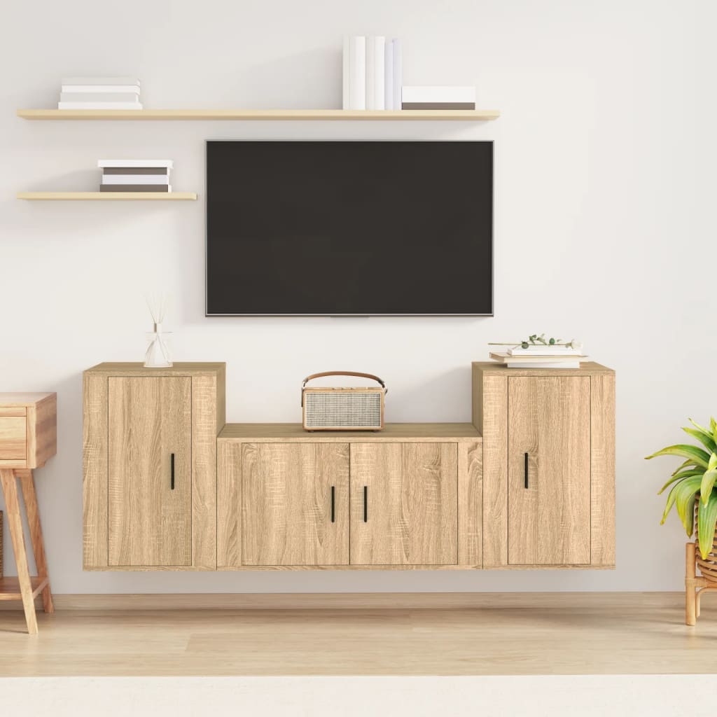 Ensemble de meubles TV 3 pcs Chêne sonoma Bois d'ingénierie - XIOS