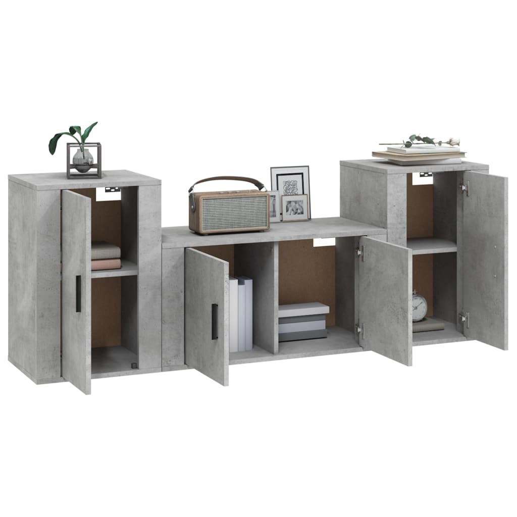 Ensemble de meubles TV 3 pcs Gris béton Bois d'ingénierie - XIOS