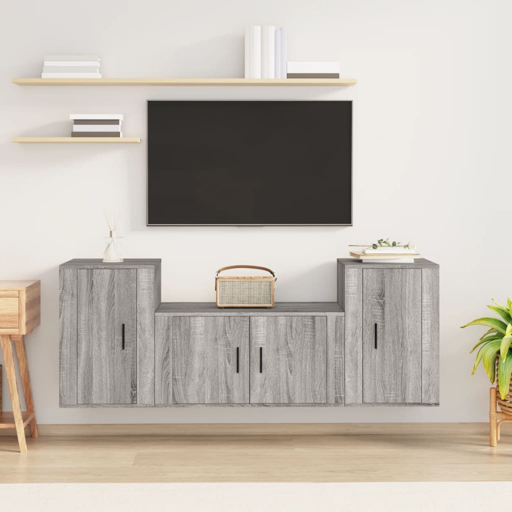 Ensemble de meubles TV 3 pcs Sonoma gris Bois d'ingénierie - XIOS