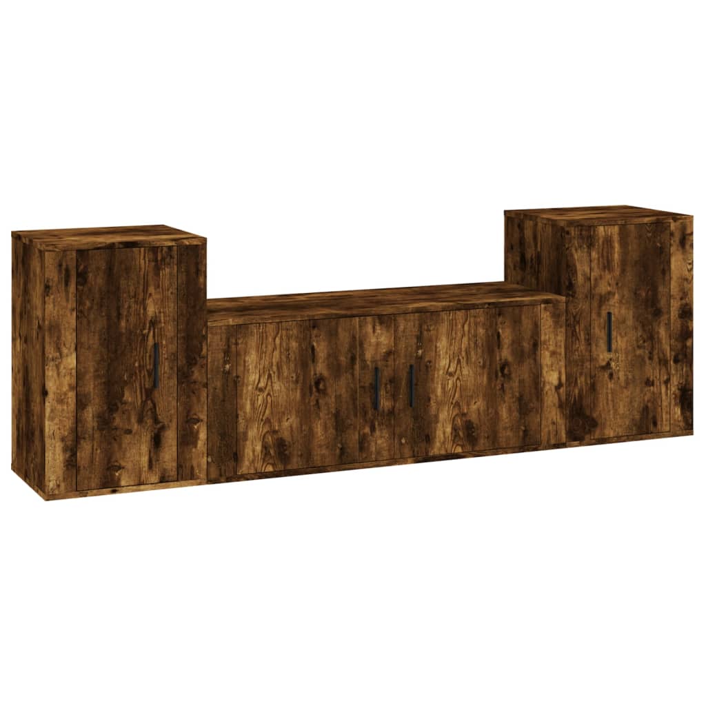 Ensemble de meubles TV 3 pcs Chêne fumé Bois d'ingénierie - XIOS