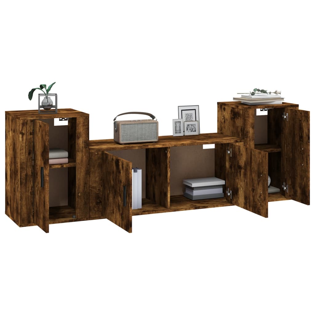 Ensemble de meubles TV 3 pcs Chêne fumé Bois d'ingénierie - XIOS