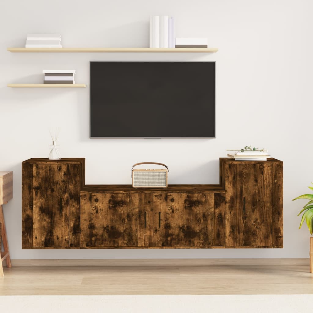 Ensemble de meubles TV 3 pcs Chêne fumé Bois d'ingénierie - XIOS