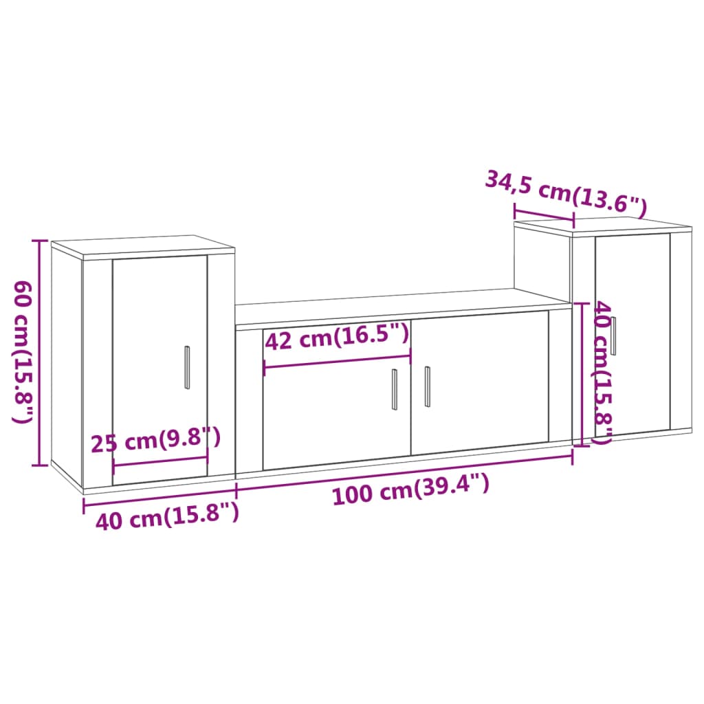 Ensemble de meubles TV 3 pcs Sonoma gris Bois d'ingénierie - XIOS