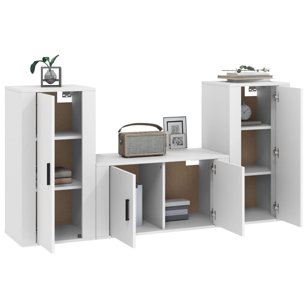 Ensemble de meubles TV 3 pcs Blanc Bois d'ingénierie - XIOS