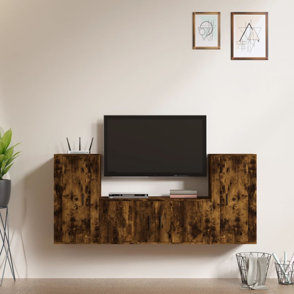 Ensemble de meubles TV 3 pcs Chêne fumé Bois d'ingénierie - XIOS