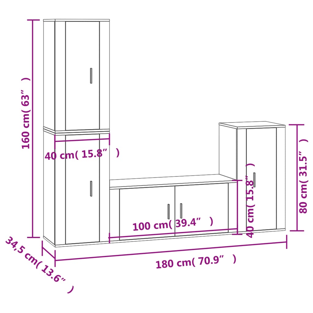 Ensemble de meubles TV 4 pcs Blanc Bois d'ingénierie - XIOS