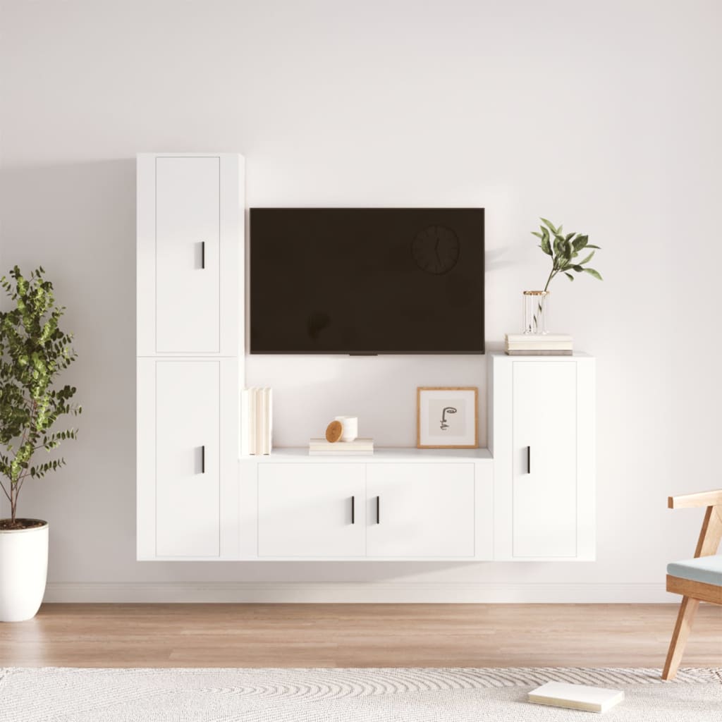 Ensemble de meubles TV 4 pcs Blanc Bois d'ingénierie - XIOS